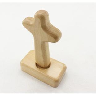 木质十字架摆件实木12cm高教礼品工艺礼品摆饰桌摆摆件手握生日探