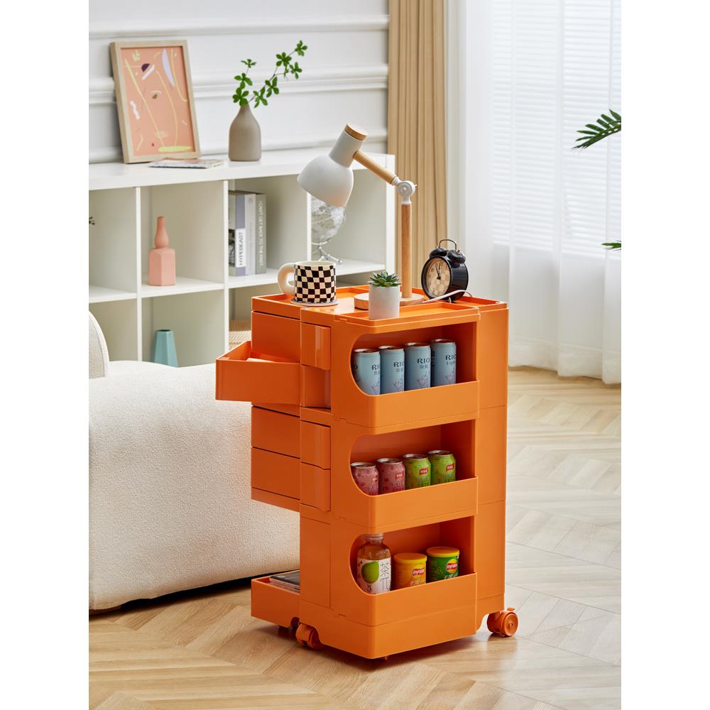 小推车置物架床头化妆品收纳柜网红ins风可移动旋转多功能收纳架