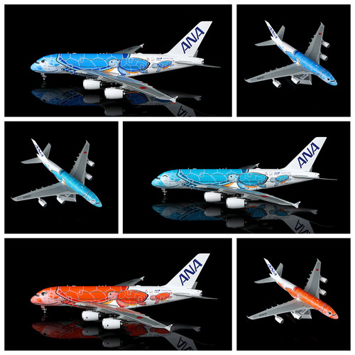 SQ飞机模型全日空A380蓝绿橙海龟