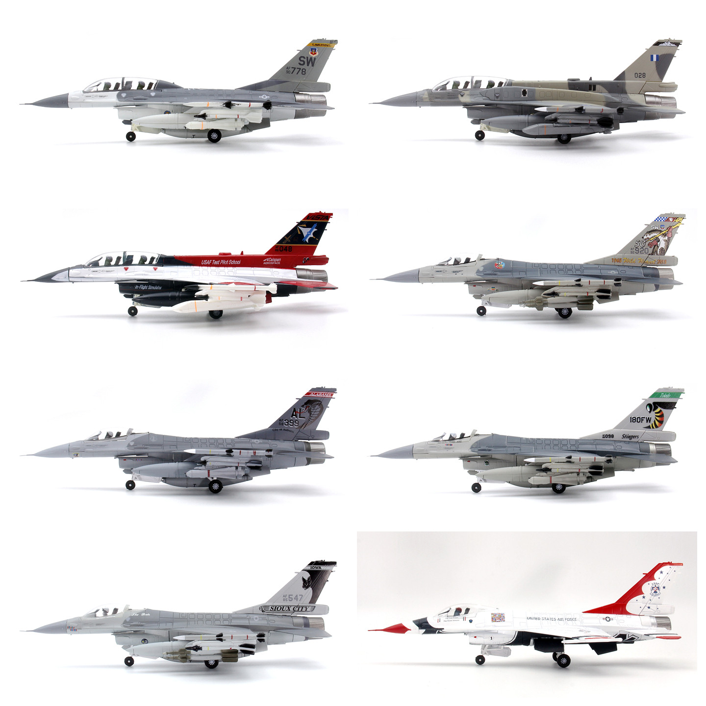 WLTK日炙美国/希腊空军F-16D F-16C战斗机 F16成品合金机模型1/72