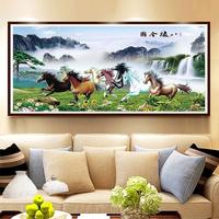 BC10八駿圖馬到成功十字繡客廳滿繡八駿馬八匹馬山水風景2022新款