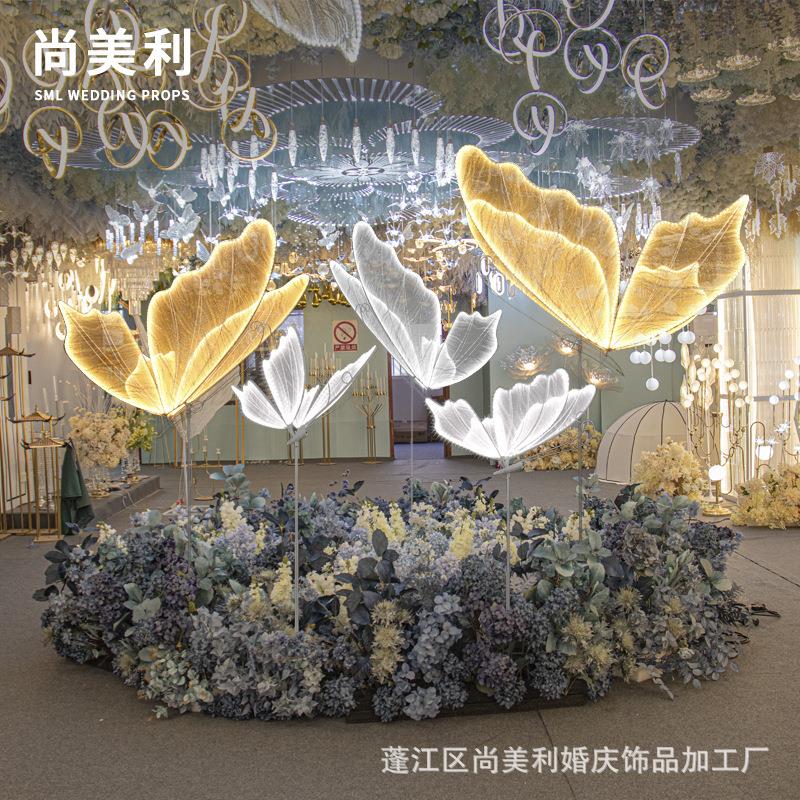 婚庆道具布置发光蝴蝶翅膀舞台装饰吊顶挂件婚礼路引场景布置摆件