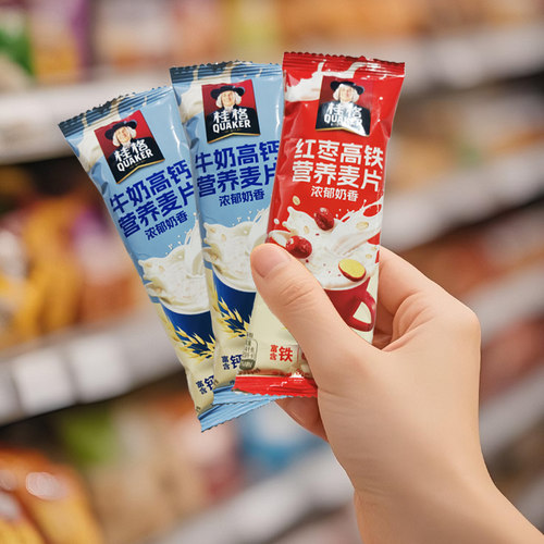 桂格红枣高铁牛奶高钙即食燕麦片