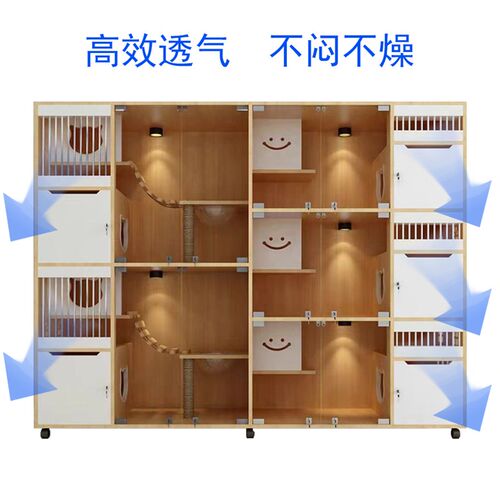 实木宠物猫别墅宠物店猫笼展示柜定制豪华实木猫笼子商用家用猫柜