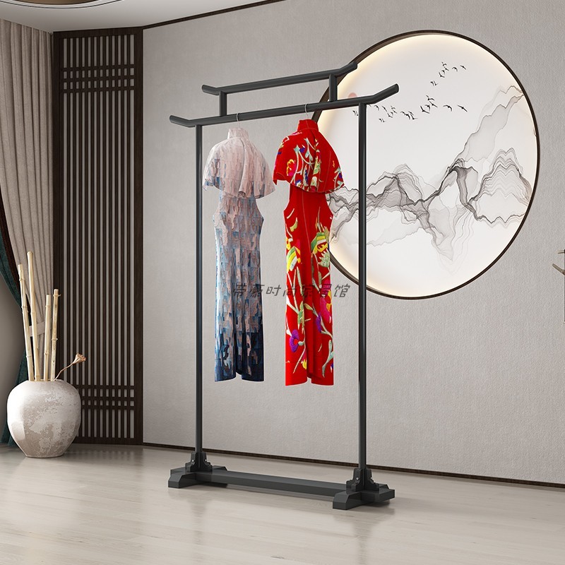 新中式实木落地衣架秀禾汉服展示架中式挂衣架落地中式秀禾架子