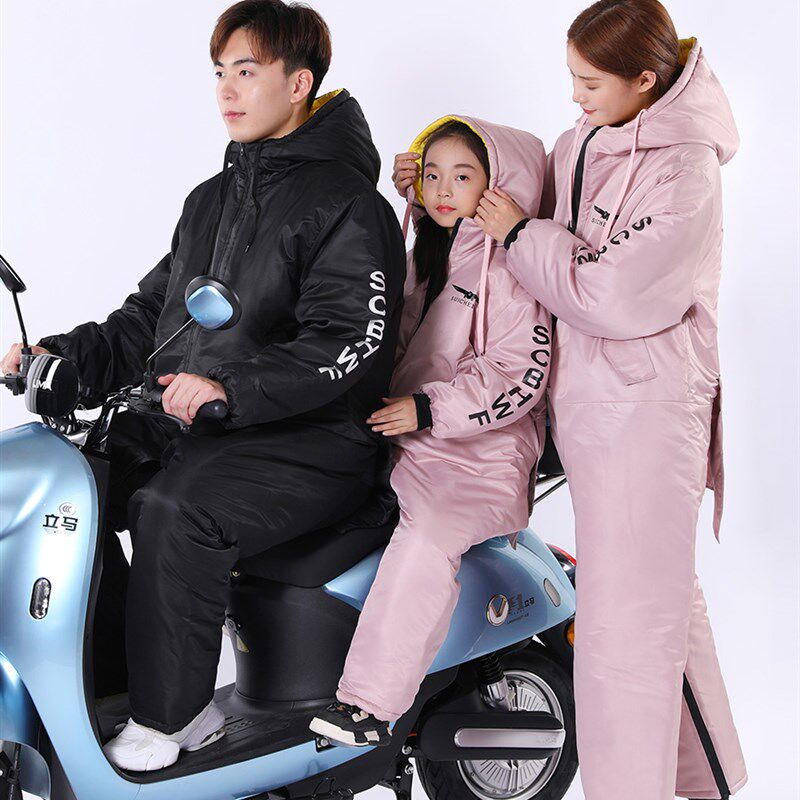 亲子挡风衣电动车挡风被儿童后座分腿冬季加厚防水电车机车跨骑