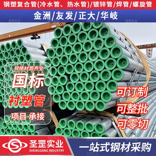 DN65 DN150热水管冷水衬塑管友发钢塑复合管DN80外镀锌内衬塑钢管