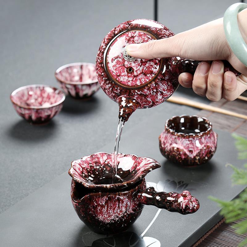 建盏窑变天目釉功夫茶具套装钧窑陶瓷茶壶茶道配件品茗杯礼盒整套