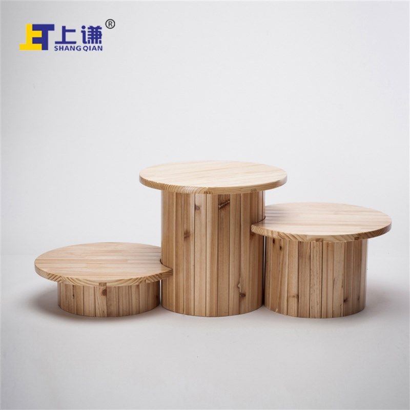 上谦松木托架组合糕点西饼蛋糕面包房烘焙展柜中岛柜陈列软装陈设