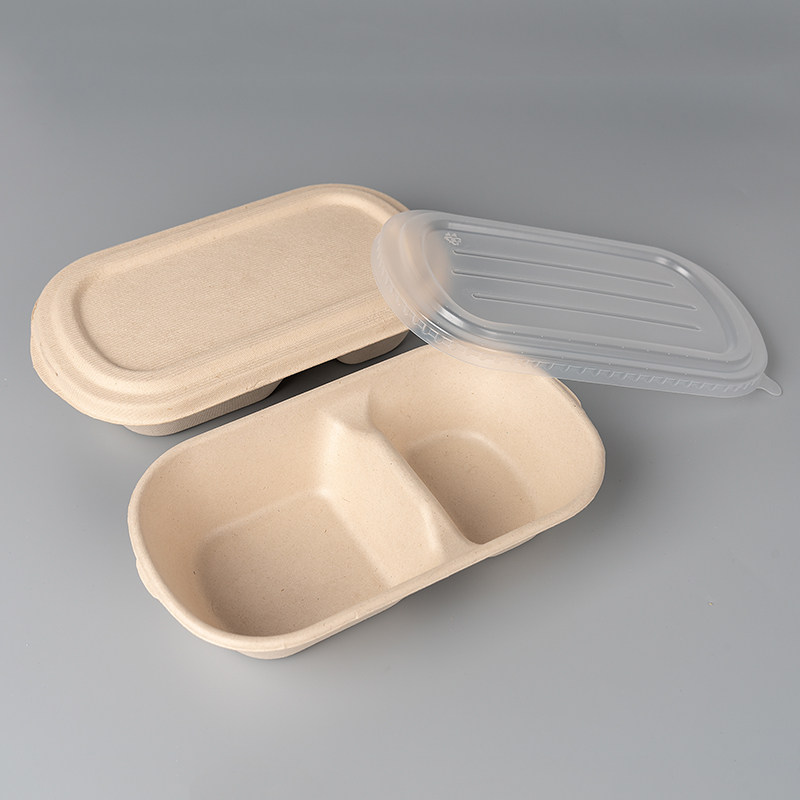 一次性长方形纸浆餐盒饭盒快餐打包盒商用带盖轻食环保可降解整箱