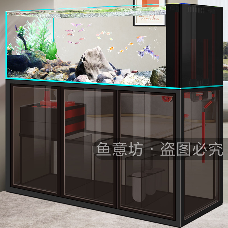 溪流缸客厅小型家用鱼缸生态造景水草缸免换水底滤水族箱乌龟专用