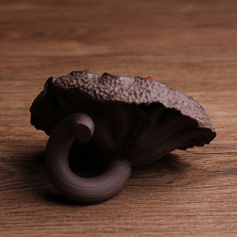 宜兴紫砂茶宠摆件青蛙莲蓬名家陈真全手工莲子创意个性茶玩可养