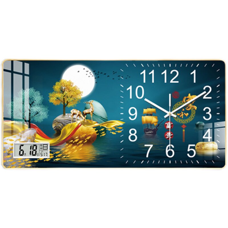网红夜光钟表挂钟客厅家用时尚2025新款装饰日历石英静音时钟挂墙