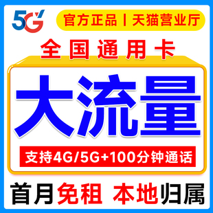 中国流量卡纯流量上网卡5g无线限全国通用大流量手机卡大王电话卡