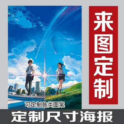 二次元高清动漫海报你的名字墙贴宿舍自粘墙纸装饰壁画 来图定制