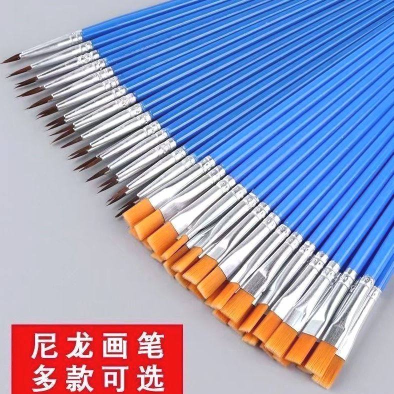 勾线水彩油画笔尼龙红杆水粉水彩笔油漆刷工业排笔平头笔刷颜料