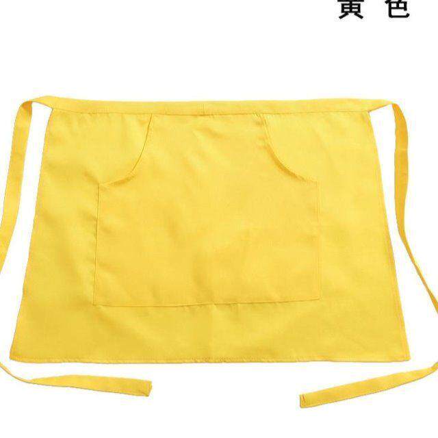 工作服新款黄色无袖半身酒店餐厅厨房印围裙定制短款厨师围腰男正