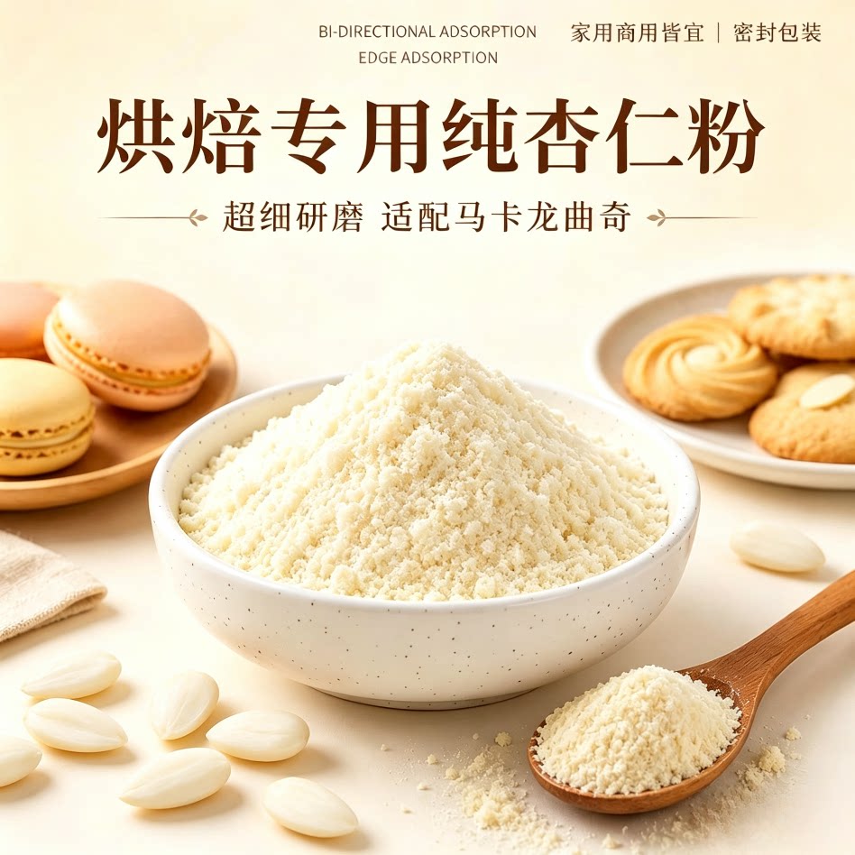 代餐甜杏仁粉熟南杏仁烘焙专用马卡龙曲奇生原味无添加纯天然现磨
