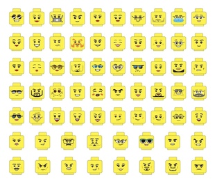 兼容乐高国产积木人仔表情头像印刷件3626小颗粒笑脸56个玩具配件