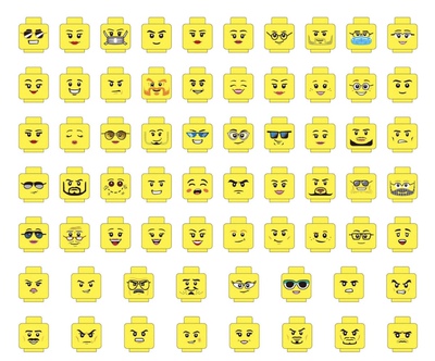 兼容乐高国产积木人仔表情头像印刷件3626小颗粒笑脸56个玩具配件