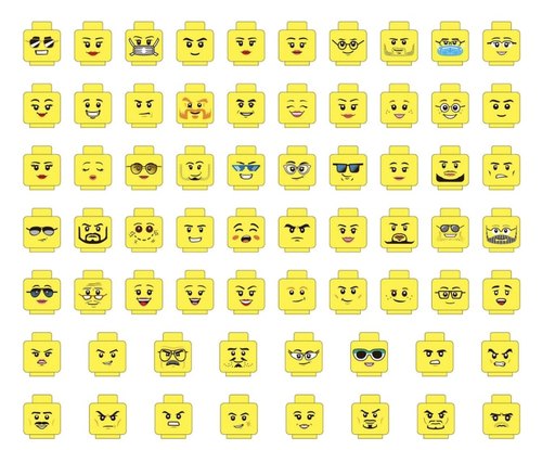 兼容乐高国产积木人仔表情头像印刷件3626小颗粒笑脸56个玩具配件