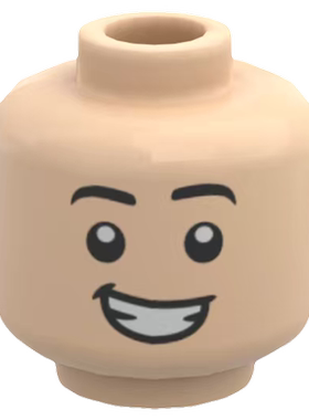 兼容乐高积木人仔头部表情脸3626pb2609肉色黄色国产UV印刷配件