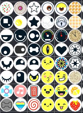 积木印刷件98138光面1X1圆形卡通眼睛鸡蛋图案DIY颗粒配件