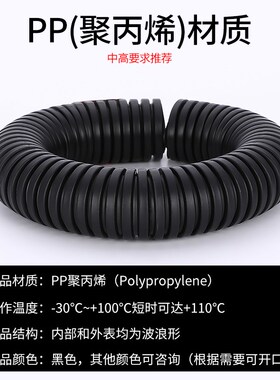 PP阻燃波纹管软管穿线管电线电工护套管PAPE尼龙塑料可开口螺纹管