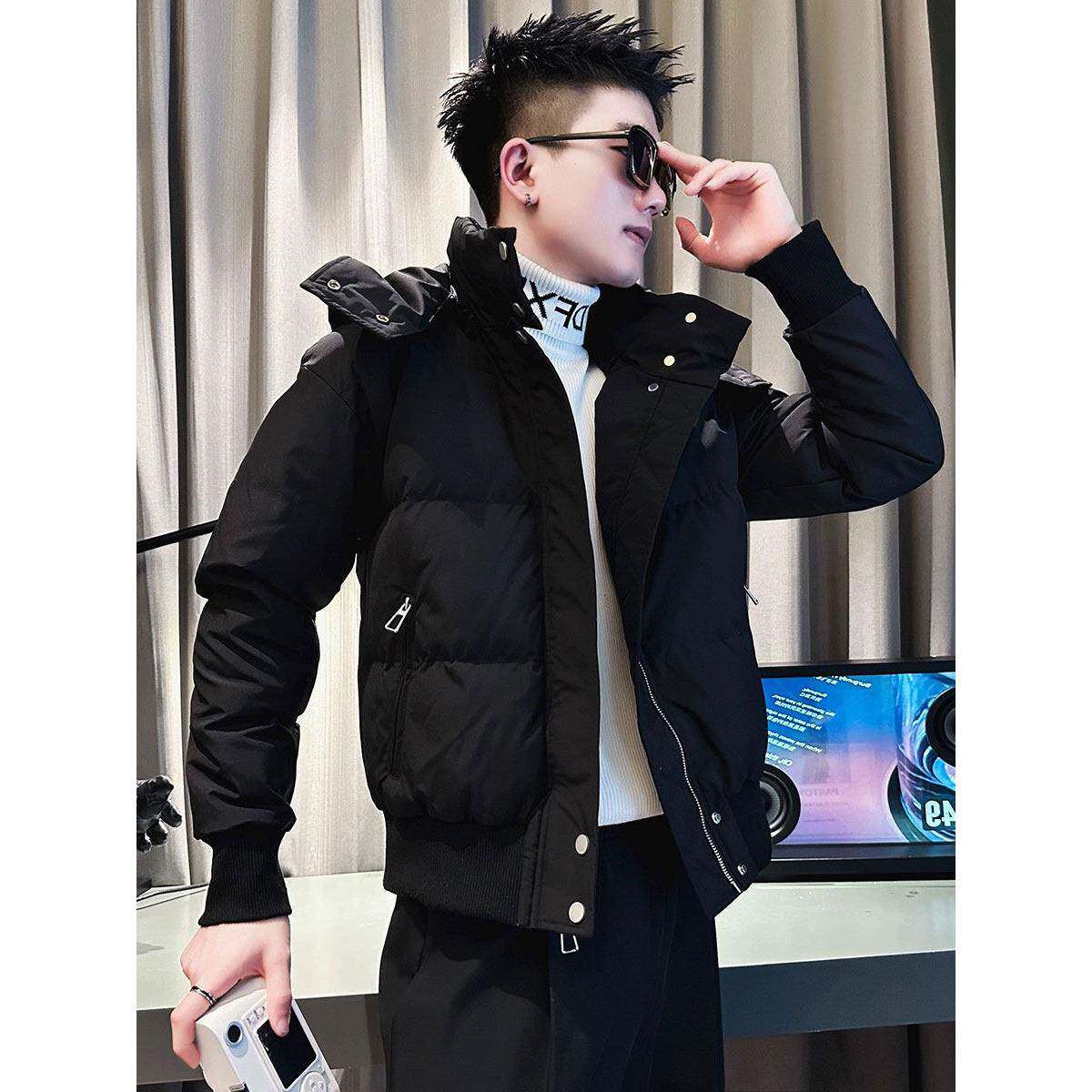 高级感连帽羽绒棉服男冬季潮牌网红棉衣男士2024新款休闲痞帅外套