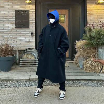 Undermycar大衣 UMC中长多扣廓形毛呢大衣过膝羊毛绒男士风衣外套