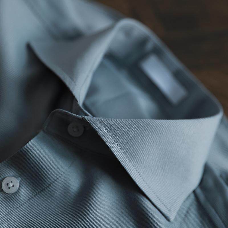 休闲温莎领衬衫男秋季商务修身免烫纯色上衣青年绅士百搭长袖衬衣