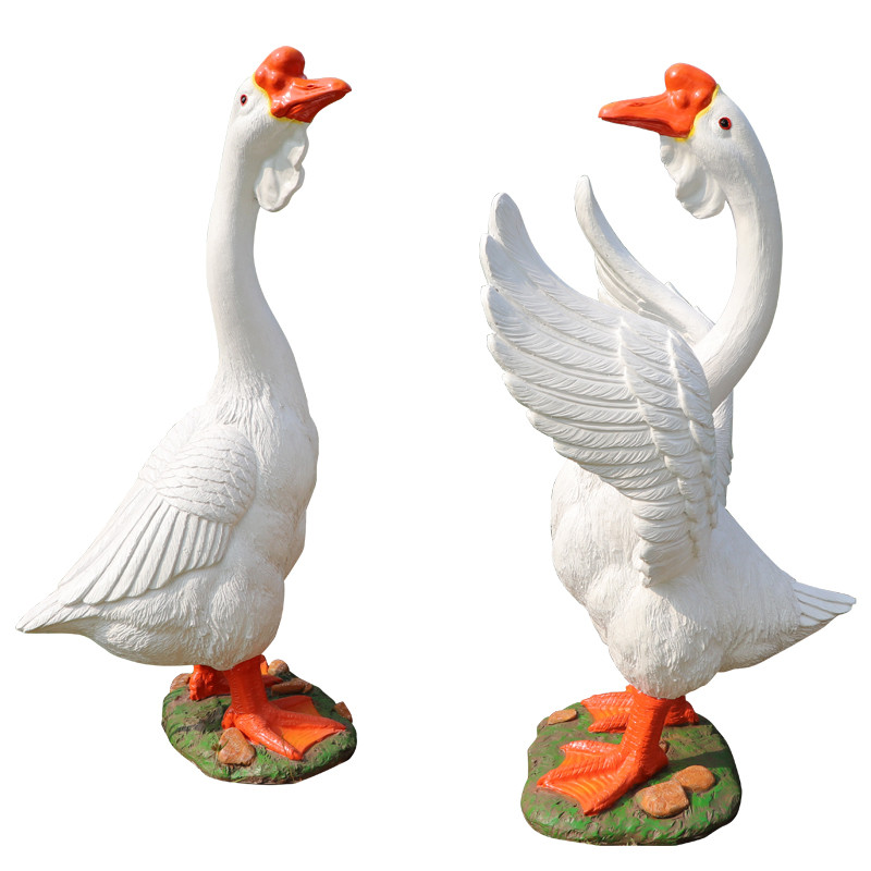 玻璃钢鹅摆件别墅庭院花林草坪水池塘景观雕塑仿真动物美陈装饰品