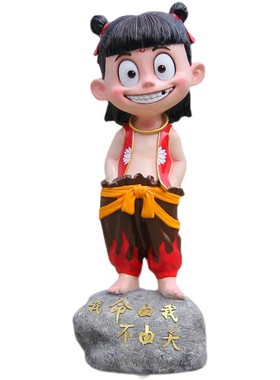 户外哪吒魔童降世雕塑卡通动漫哪咤装饰品玻璃钢商场门口大型摆件