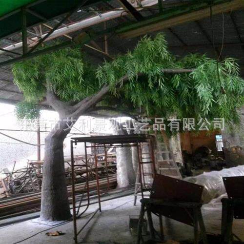 柳树绿植过胶手感柳树叶植物庭院装饰落地垂柳枝假树