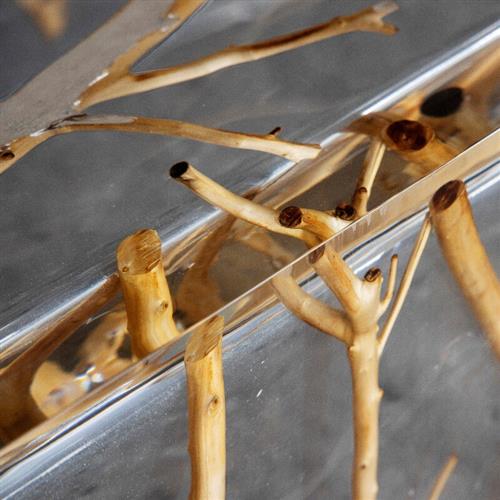 铂晶艺术环氧透明树脂木条吧台接待台茶几简约实木客厅圆形茶桌