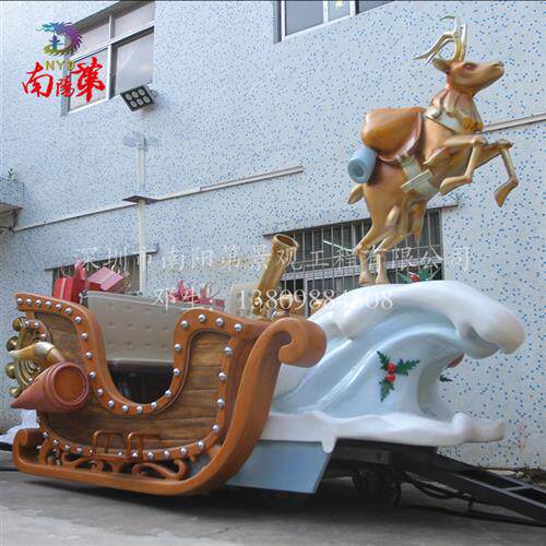 圣诞巡游彩车圣诞节装饰圣诞鹿车儿童乐园典礼彩车