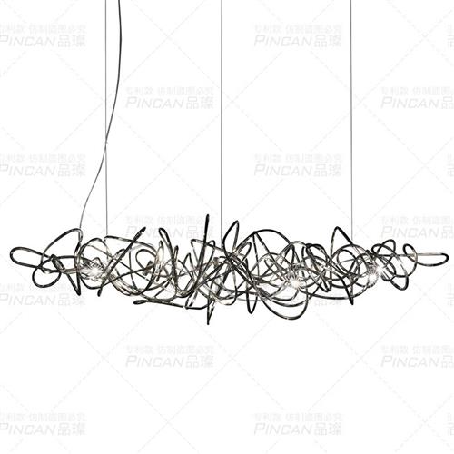 后现代简餐厅吧台吊灯软装设计师风格涂鸦创意艺术个性不锈钢灯