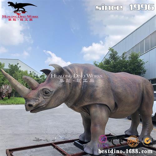 仿真机械电动仿真动物厂家硅胶材质苏门达腊犀牛公园景区动物园.