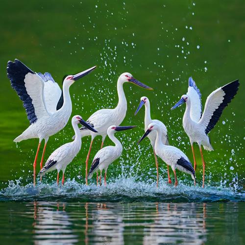 仿真仙鹤雕塑白鹤摆件玻璃钢水池户外鸟装饰园林小区白鹭景观模型