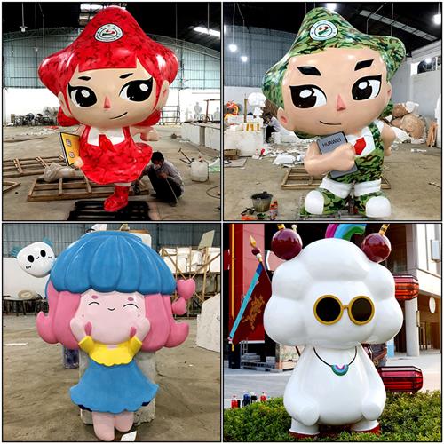 玻璃钢砂岩雕塑定制商场吉祥物卡通人物美陈户外园林景观大型摆件