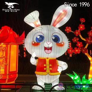 大唐盛世不夜城彩灯兔年龙飞凤舞夜游花灯自贡灯会厂家现场制作