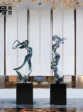 现代轻奢透明树脂雕塑摆件酒店大堂抽象艺术售楼处过道落地装饰品