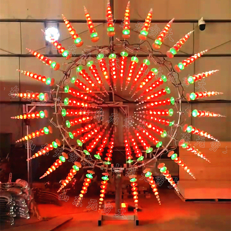 不锈钢风动雕塑景区户外景观装置无动力旋转七彩网红水母灯