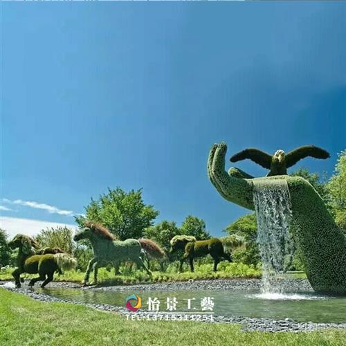 动物造型马雕塑仿真动物雕塑绿植园林景观绿植玻璃钢马雕塑