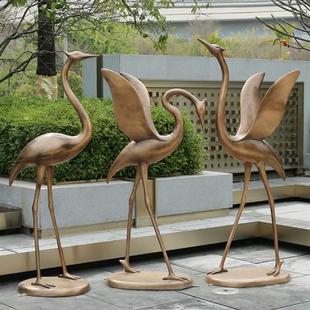 户外仙鹤摆件丹顶鹤模型园林景观小品别墅假山仿真鹤雕塑庭院装饰