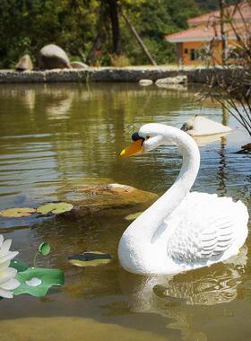 新款户外花园别墅彷真树脂浮水白天鹅雕塑假山水池装饰品造景摆件