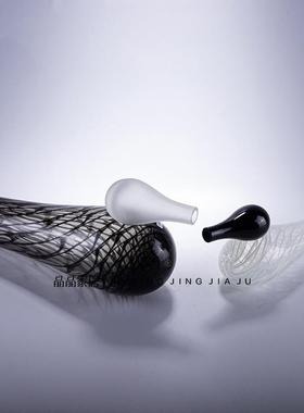 轻奢现代鸳鸯鸟艺术玻璃高档送礼摆件玄关电视柜桌面工艺品摆设