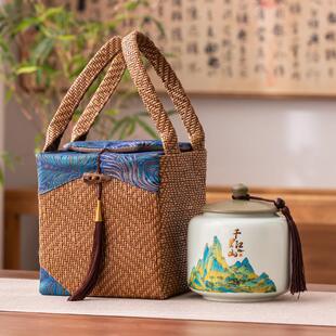 覆古茶叶包装礼盒空盒大号陶瓷罐布包装半斤红茶绿茶白茶单罐定制