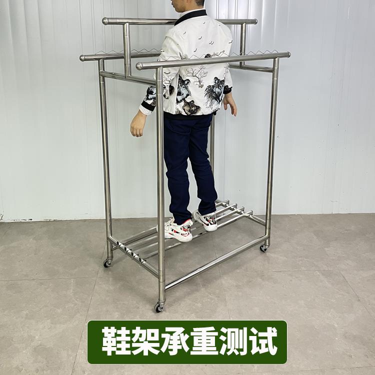 晾衣架落地双杆式伸缩不锈钢室内卧室挂衣架简易移动凉晒衣服架子