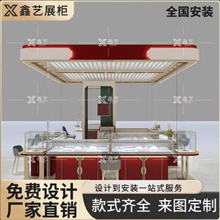 商场多经点位珠宝展示柜定制珍珠朱砂黄金耳环首饰陈列架中岛柜台